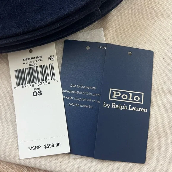 Ralph Lauren Polo ID Shoulder Bag Small Navy Suede - Picture 6 of 11